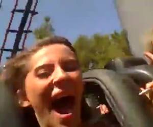 these sexy girls are so wonderfully naughty doing that. they give their big tits exposed. flashing their tits on the roller coaster.